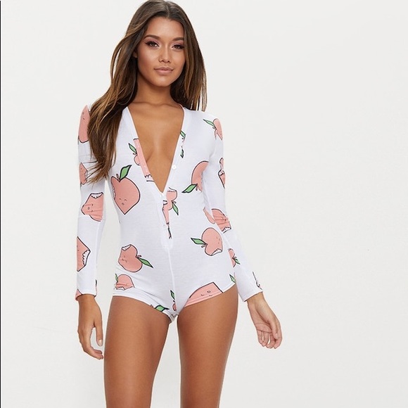 PLT White PEACHY Printed PJ Romper - Picture 5 of 5